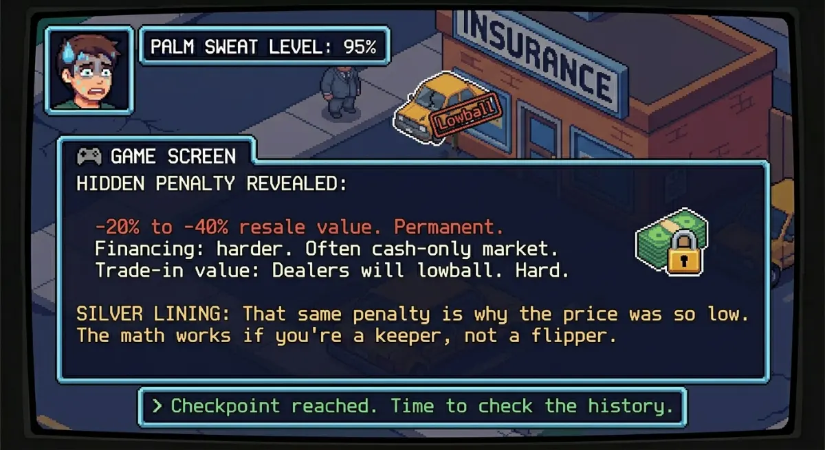 Hidden penalty revealed. 20–40% resale value loss, permanent. Financing harder. Dealers will lowball trade-ins.